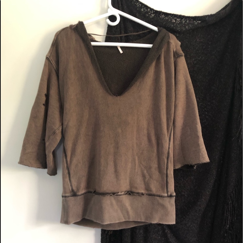 Free People Distressed Hoodie Sweatshirt XS